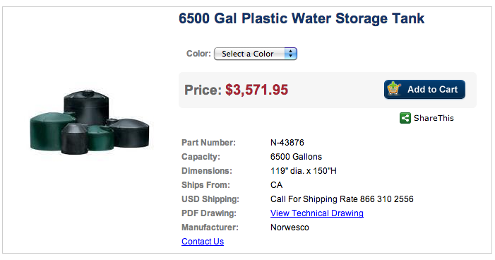 Norwesco 6500 Gallon Water Storage Tank - N-43876